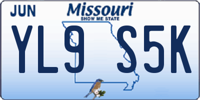 MO license plate YL9S5K
