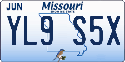 MO license plate YL9S5X