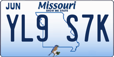 MO license plate YL9S7K