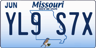 MO license plate YL9S7X