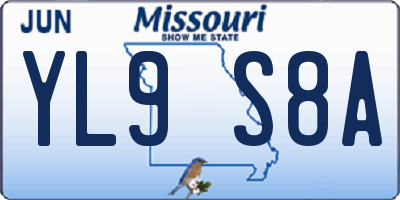 MO license plate YL9S8A