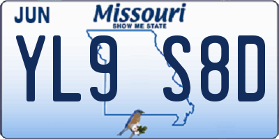MO license plate YL9S8D