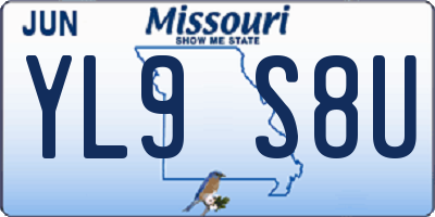 MO license plate YL9S8U