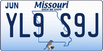 MO license plate YL9S9J