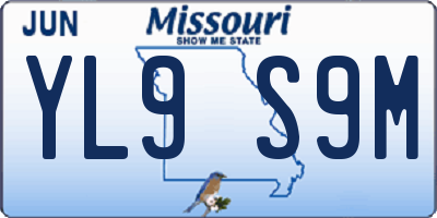 MO license plate YL9S9M