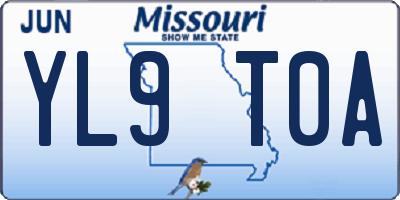 MO license plate YL9T0A