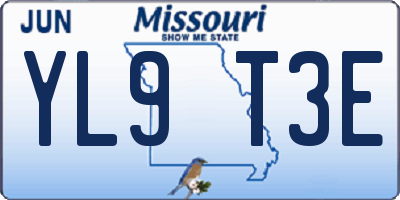MO license plate YL9T3E