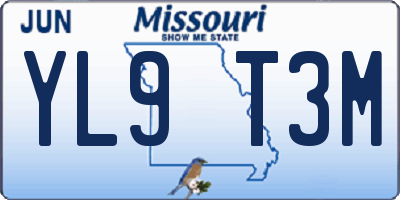 MO license plate YL9T3M
