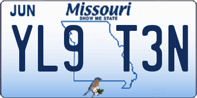 MO license plate YL9T3N