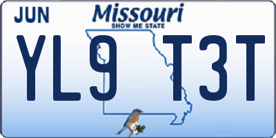 MO license plate YL9T3T