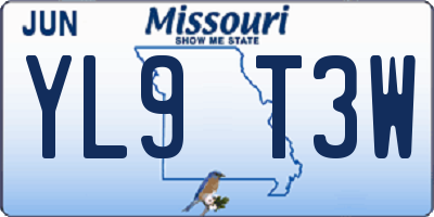 MO license plate YL9T3W