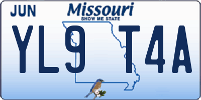 MO license plate YL9T4A