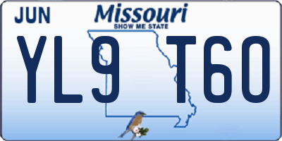 MO license plate YL9T6O