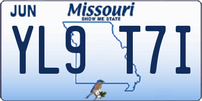MO license plate YL9T7I