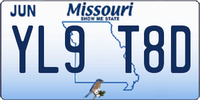 MO license plate YL9T8D