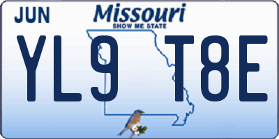 MO license plate YL9T8E