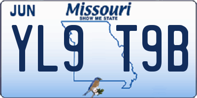 MO license plate YL9T9B