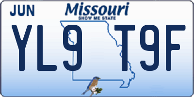 MO license plate YL9T9F