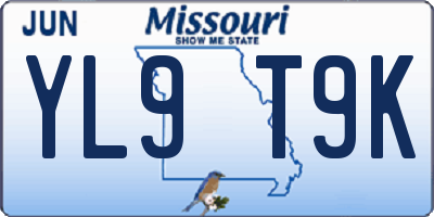 MO license plate YL9T9K