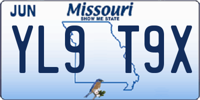 MO license plate YL9T9X