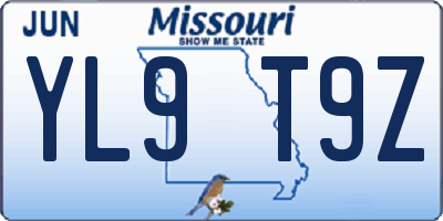 MO license plate YL9T9Z