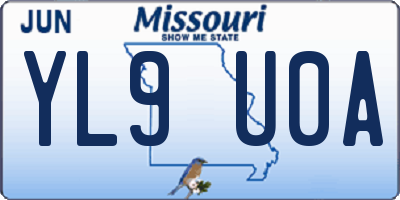 MO license plate YL9U0A