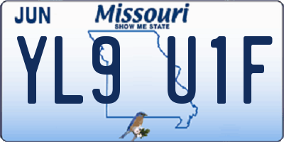 MO license plate YL9U1F