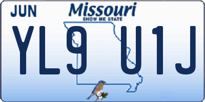 MO license plate YL9U1J