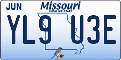 MO license plate YL9U3E