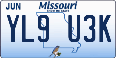MO license plate YL9U3K