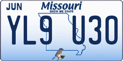 MO license plate YL9U3O
