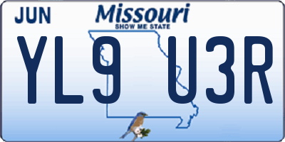 MO license plate YL9U3R
