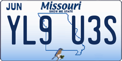 MO license plate YL9U3S