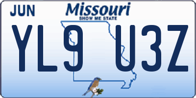 MO license plate YL9U3Z