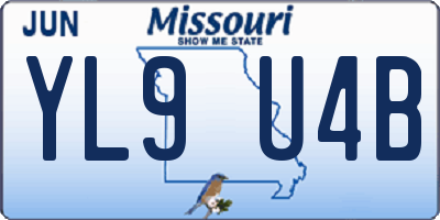 MO license plate YL9U4B