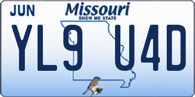 MO license plate YL9U4D