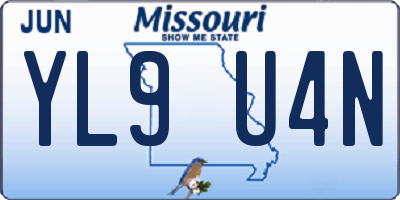 MO license plate YL9U4N