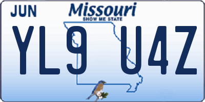 MO license plate YL9U4Z