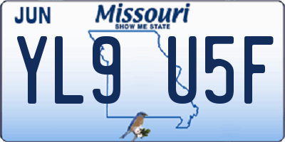 MO license plate YL9U5F