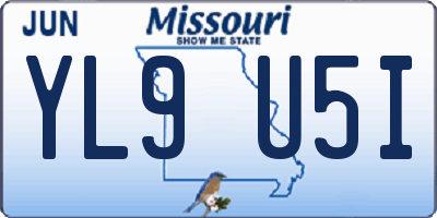 MO license plate YL9U5I
