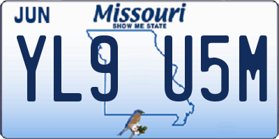 MO license plate YL9U5M