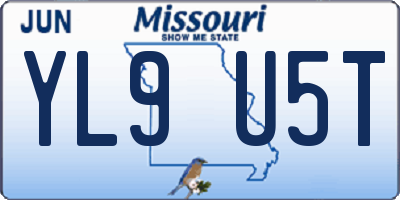 MO license plate YL9U5T