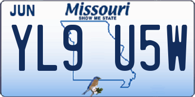 MO license plate YL9U5W