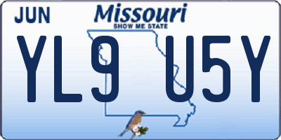 MO license plate YL9U5Y