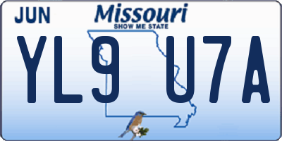 MO license plate YL9U7A