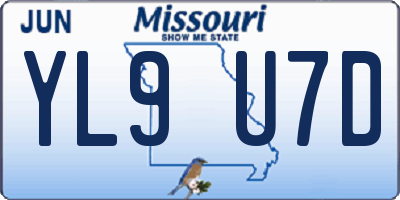 MO license plate YL9U7D