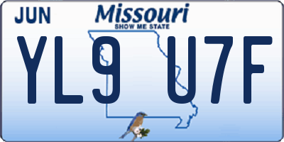 MO license plate YL9U7F