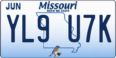 MO license plate YL9U7K