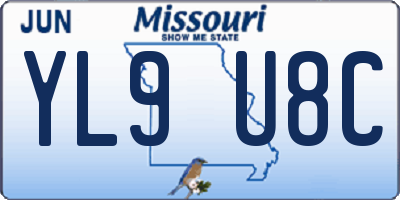 MO license plate YL9U8C