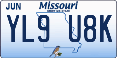 MO license plate YL9U8K